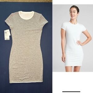 NEW Reversible Athleta Destina dress white heather gray scoop neck lenzing modal